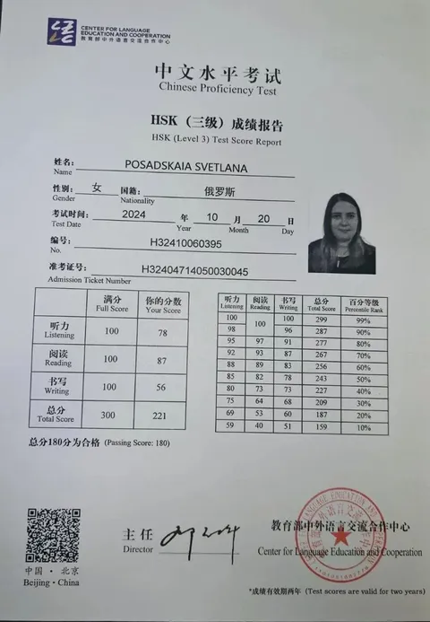 Сертификат HSK